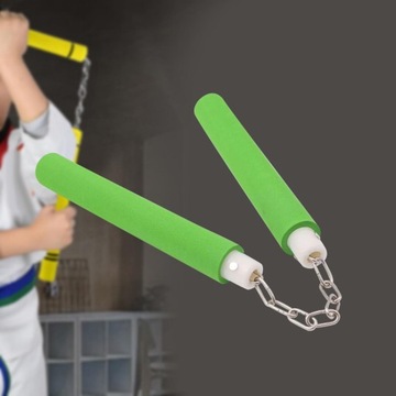 Игрушечные нунчаки для детей, железная цепочка, 10 дюймов, удобная ручка, губка зеленого цвета