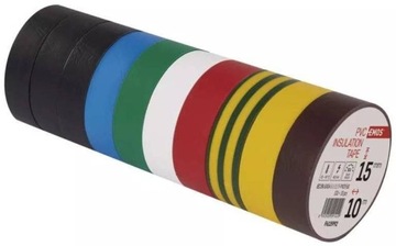 Taśma izolacyjna PVC 15mm MIX KOLOR 10 rolek x 10m