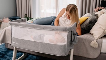 Łóżeczko dostawne TURYSTYCZNE na Kółkach 2w1+ GRUBY MATERAC Lionelo Theo