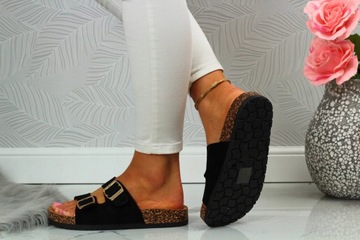 KLAPKI DAMSKIE NA KORKU PROFILOWANE ELEGANCKIE