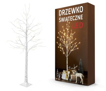 ŚWIĄTECZNE DRZEWKO OZDOBNE BRZOZA 180cm LAMPKI LED