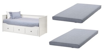 IKEA HEMNES Łóżko rozkładane 2 materace BIAŁE sofa