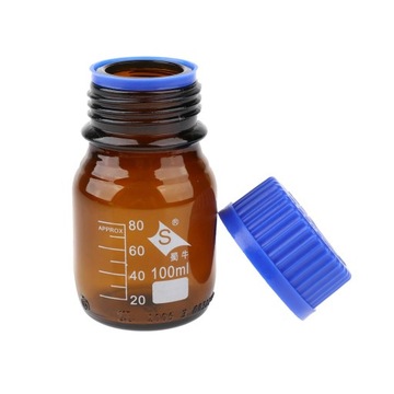 Okrągła szklana butelka z podziałką na odczynniki z zakrętką ze skalą, 100 ml