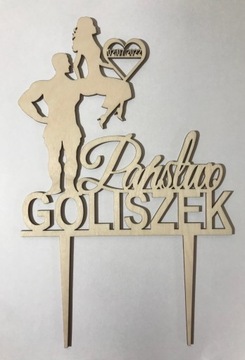 Topper toper na tort Siłacz Siłownia para młoda Data