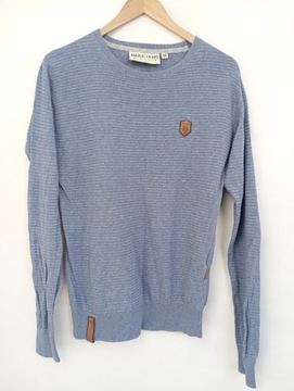 ATS sweter NAKETANO bawełna niebieski logo prążki M
