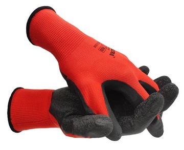 RĘKAWICE DO OGRODU WARSZTATU ROBOCZE PARA POWLEKANE LATEKS CZERWONE ROZM.9