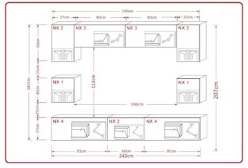 Секция Комплект мебели для гостиной Nowara N1 1A