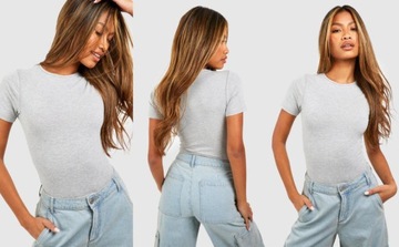 4A4A28 P29 BOOHOO PLUS SZARE BAWEŁNIANE BODY 5XL