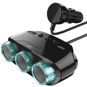 Splitter Branch 3 Sockets USB LIGHER FAST Зарядное устройство QC PD