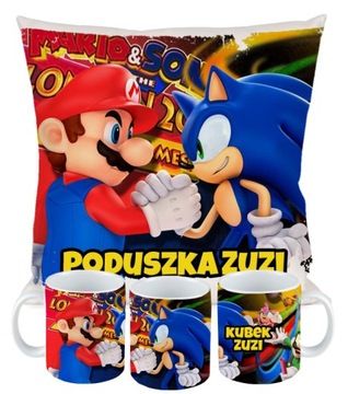 ZESTAW PODUSZKA KUBEK SUPER MARIO SONIC PREZENT