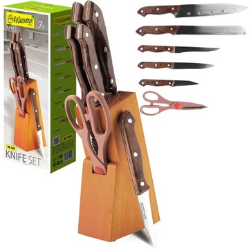 Набор из 5 ножей в блоке из 7 элементов Maestro Kitchen Knives + ножницы