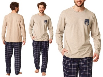 Piżama męska bawełniana ze spodniami w kratę XL