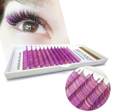 Ресницы цветные 8-13мм завиток D, 12 полосок PINK MIX