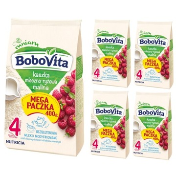 BoboVita Kaszka mleczno-ryżowa Malina 5x400g 4+