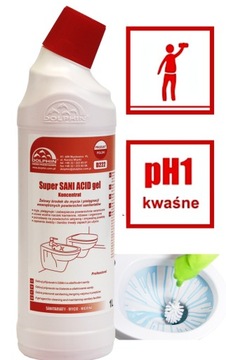 Super Sani Acid żel Sani Blue kwasny żel do toalet usuwa kamień 0,75 L