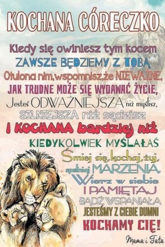 KOC DLA CÓRKI OD RODZICÓW ,MAMY I TATY 150X100 LWY