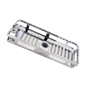 Аккуратная угловая полочка с держателем для шампуня и органайзером для душа.