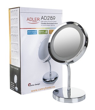 Зеркало Adler AD 2159 LED с подсветкой, стоящее на косметической ножке