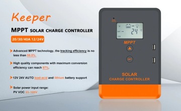 ЭФФЕКТИВНЫЙ РЕГУЛЯТОР ЗАРЯДА для аккумуляторов 40А 12В 24В MPPT max PV 100В солнечная батарея