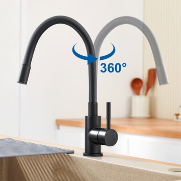 Смеситель для кухни низкого давления ГИБКИЙ ИЗЛИК ДЛЯ РАКОВИНЫ ЧЕРНЫЙ КРАН