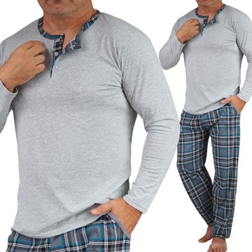 Мужская пижама хлопок 3 кнопки решетки карманы XL
