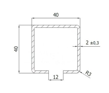 szyna jezdna ocynk 40x40x2mm sys. podwieszany (3m)