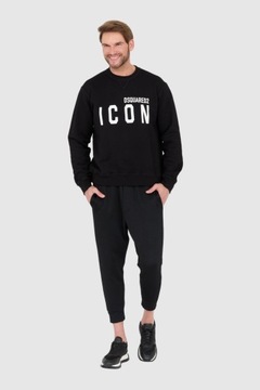 DSQUARED2 Czarna męska bluza z dużym logo ICON S