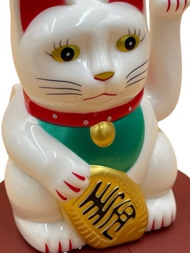 SOLARNY Japoński Kot Maneki-Neko Chiński Szczęścia 10cm Biały