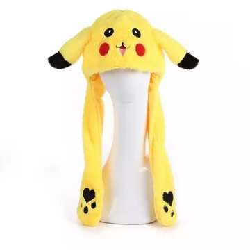 Светодиодная шапка PIKACHU с подвижными СВЕТЯЩИМСЯ ушами ШЛЯПА POKEMON с подвижными ушками