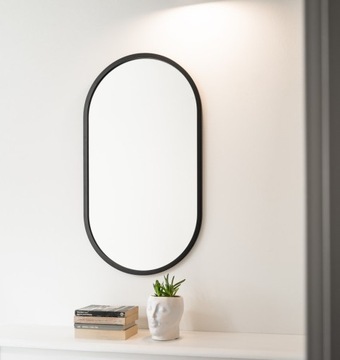 LUSTRO OWALNE W CZARNEJ RAMIE 40x80 cm JAKOŚĆ!