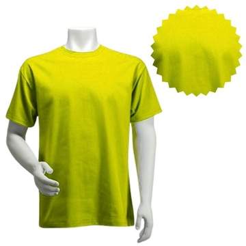 T-SHIRT męski BAWEŁNIANY 100% koszulka robocza OKRĄGŁY DEKOLT żółty S