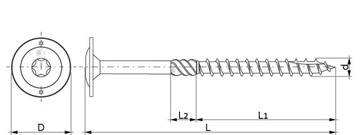 WKRĘTY CIESIELSKIE DO DREWNA TALERZOWE TORX 8x80