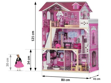 БОЛЬШАЯ ДЕРЕВЯННАЯ МЕБЕЛЬ ДЛЯ КУКОЛЬНОГО ДОМИКА + СВЕТОДИОДНЫЙ ЛИФТ