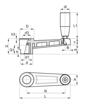Краловая ручка R185 D8 вращается