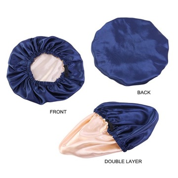 Атласная спальная шапочка с эластичной шапочкой, темно-синяя