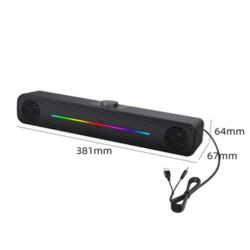 PRZENOŚNY Głośnik Stereo Soundbar USB do telewizora PC Komputer Czarny