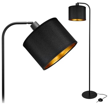 NOWOCZESNA LAMPA STOJĄCA PODŁOGOWA 145CM ABAŻUR CZARNO-ZŁOTY 20CM LED