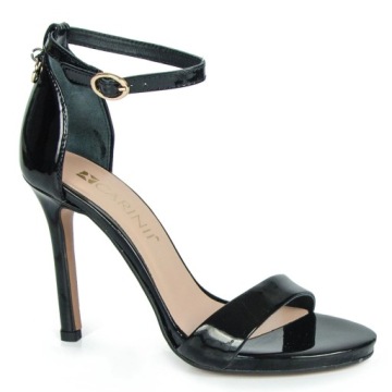 CARINII B8831 SANDAŁY SZPILKI SKÓRA LAKIER CZARNE 38