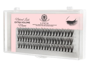 KĘPKI RZĘSY EYELASH Lewer Miami EXTRA VOLUME 10mm GĘSTE NATURALNE JEDWABNE