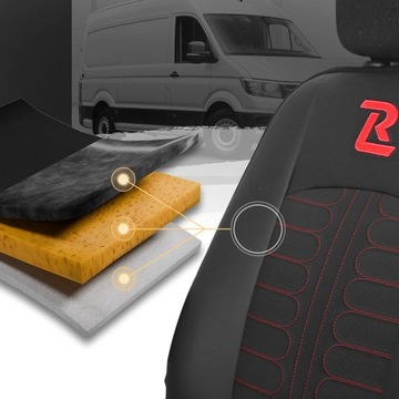 Чехлы на сиденья ТОРНАДО на Форд Транзит кастом с 2013 г. 1+2 красные, обычные