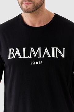 BALMAIN Czarny męski t-shirt z gumowym logo S