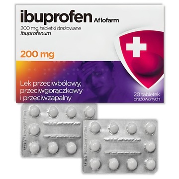 Ibuprofen Aflofarm 200 mg, 20 tabletek drażowanych, lek przeciwbólowy
