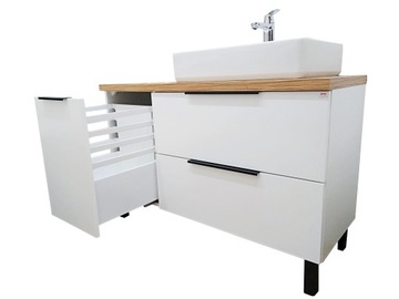NOWOCZESNA SZAFKA POD UMYWALKĘ NABLATOWĄ 90 cm POŁYSK MDF DOMYK SZUFLADY