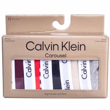 CALVIN KLEIN STRINGI DAMSKIE MAJTKI THONG 5PK WIELOKOLOROWE r.M