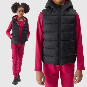 4F BEZRĘKAWNIK DZIEWCZĘCY KAMIZELKA PUCHOWA DZIECIĘCA SS24 TVJAF080