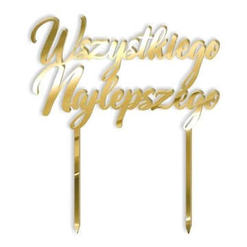 TOPPER TORT złoty lustro WSZYSTKIEGO NAJLEPSZEGO
