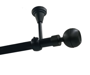 Karnisz pojedynczy METAL SUFIT 19mm CZARNY MAT 180cm KULA OPTIC BEZ KÓŁEK