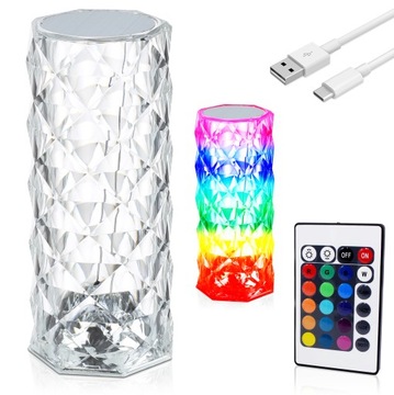 KRYSZTAŁOWA LAMPKA LED DIAMENTOWA RÓŻA DOTYKOWA