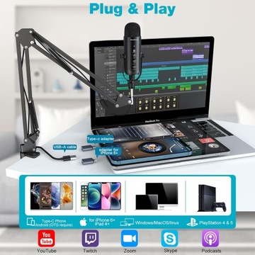 Zealsound Professional USB-микрофон (штатив, отключение звука, эхо, прослушивание)