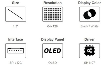 OLED-дисплей 1,3 дюйма SH1107 SPI/i2c ARDUINO STM32